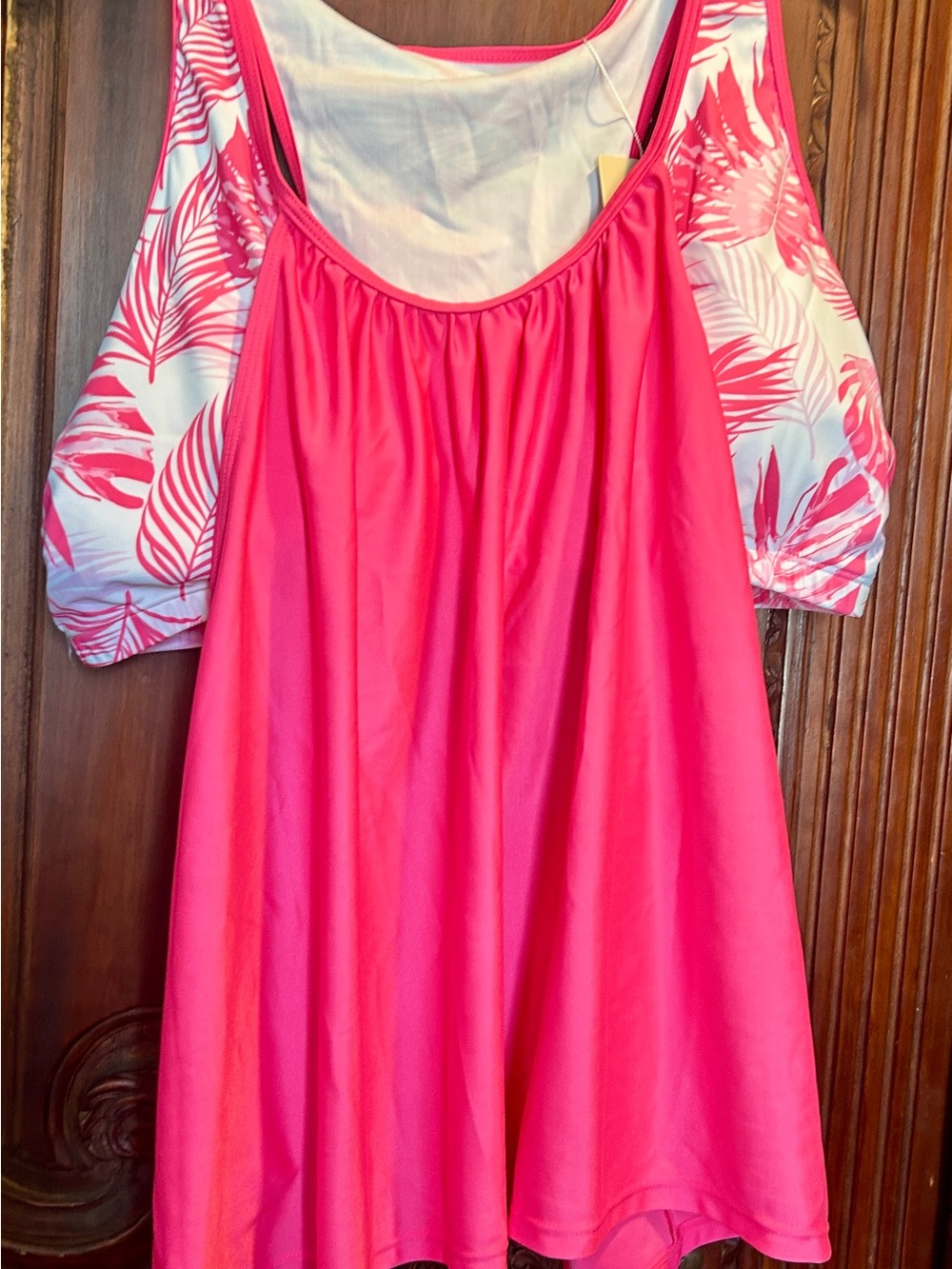 Bright Pink and white Women's Swim tank top